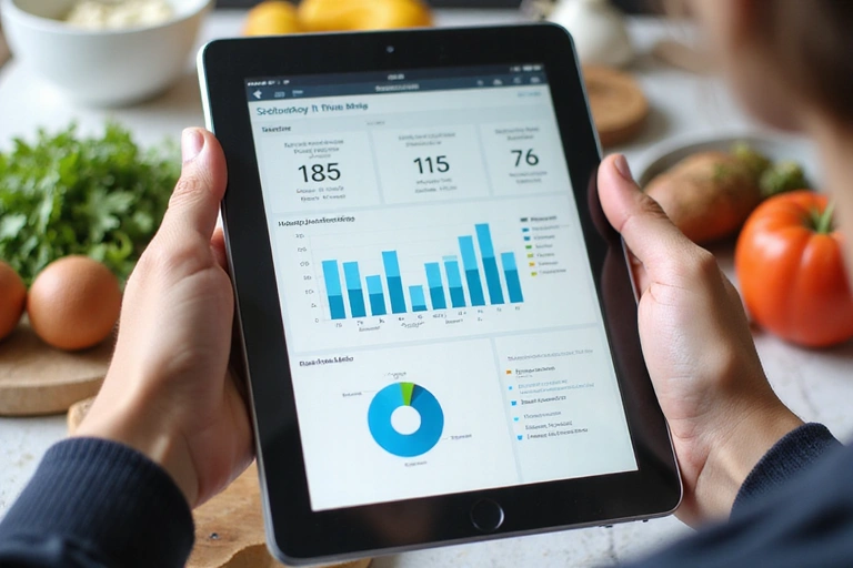 A person reviewing their health data on a tablet, symbolizing data collection